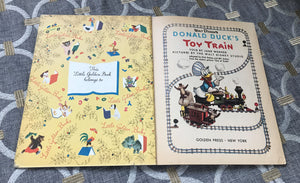 "WALT DISNEY'S DONALD DUCK'S TOY TRAIN" 1950 VINTAGE CHILDREN'S LITTLE GOLDEN BOOK (RARE!)