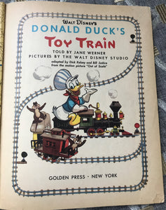 "WALT DISNEY'S DONALD DUCK'S TOY TRAIN" 1950 VINTAGE CHILDREN'S LITTLE GOLDEN BOOK (RARE!)