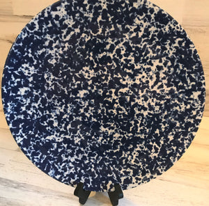 BLUE-SPECKLED, ENAMELWARE-LOOK, OVERSIZED PLATE