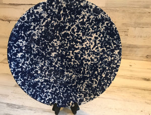 BLUE-SPECKLED, ENAMELWARE-LOOK, OVERSIZED PLATE