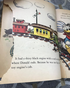 "WALT DISNEY'S DONALD DUCK'S TOY TRAIN" 1950 VINTAGE CHILDREN'S LITTLE GOLDEN BOOK (RARE!)