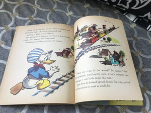 "WALT DISNEY'S DONALD DUCK'S TOY TRAIN" 1950 VINTAGE CHILDREN'S LITTLE GOLDEN BOOK (RARE!)