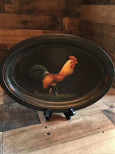 VERY SPECIAL! DISTRESSED-BROWN WOOD, VINTAGE FOG HORN ROOSTER OVAL PLATTER (FARMHOUSE DECOR AT ITS FINEST)