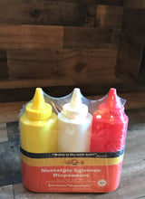 RETRO-STYLE 3-PIECE KETCHUP, MAYO, AND MUSTARD PLASTIC SQUEEZE BOTTLE SET