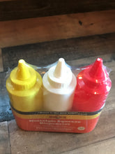 RETRO-STYLE 3-PIECE KETCHUP, MAYO, AND MUSTARD PLASTIC SQUEEZE BOTTLE SET