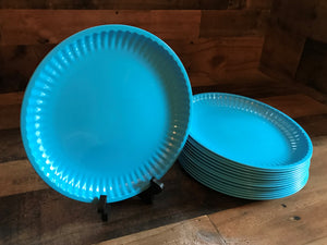 PICNIC-TIME! AWESOME "PAPER PLATE"-STYLE BLUE, HEAVY-DUTY PLASTIC INDOOR/OUTDOOR PLATES