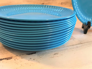 PICNIC-TIME! AWESOME "PAPER PLATE"-STYLE BLUE, HEAVY-DUTY PLASTIC INDOOR/OUTDOOR PLATES