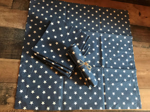 STARRY BLUE-DENIM AND WHITE CLOTH NAPKINS (SOLD INDIVIDUALLY)