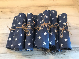 STARRY BLUE-DENIM AND WHITE CLOTH NAPKINS (SOLD INDIVIDUALLY)