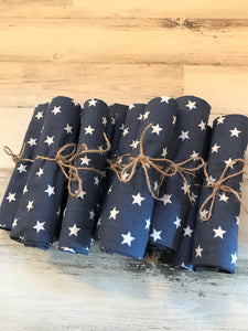 STARRY BLUE-DENIM AND WHITE CLOTH NAPKINS (SOLD INDIVIDUALLY)