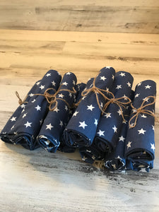 STARRY BLUE-DENIM AND WHITE CLOTH NAPKINS (SOLD INDIVIDUALLY)