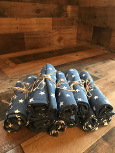 STARRY BLUE-DENIM AND WHITE CLOTH NAPKINS (SOLD INDIVIDUALLY)