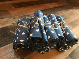 STARRY BLUE-DENIM AND WHITE CLOTH NAPKINS (SOLD INDIVIDUALLY)