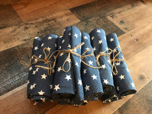 STARRY BLUE-DENIM AND WHITE CLOTH NAPKINS (SOLD INDIVIDUALLY)