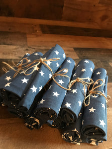 STARRY BLUE-DENIM AND WHITE CLOTH NAPKINS (SOLD INDIVIDUALLY)