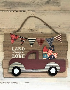 SO PATRIOTIC! SO CUTE! SO FUN! RETRO, RED TRUCK WALL DECOR (PERFECT FOR THE FOURTH OF JULY)