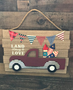 SO PATRIOTIC! SO CUTE! SO FUN! RETRO, RED TRUCK WALL DECOR (PERFECT FOR THE FOURTH OF JULY)