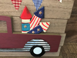 SO PATRIOTIC! SO CUTE! SO FUN! RETRO, RED TRUCK WALL DECOR (PERFECT FOR THE FOURTH OF JULY)