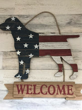 ATTENTION, DOG-LOVERS! CHARMING RED, WHITE, AND BLUE WOODEN DOG "WELCOME" DECOR