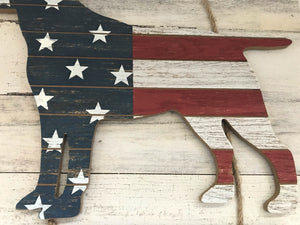 ATTENTION, DOG-LOVERS! CHARMING RED, WHITE, AND BLUE WOODEN DOG "WELCOME" DECOR