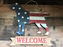 ATTENTION, DOG-LOVERS! CHARMING RED, WHITE, AND BLUE WOODEN DOG "WELCOME" DECOR