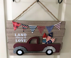 SO PATRIOTIC! SO CUTE! SO FUN! RETRO, RED TRUCK WALL DECOR (PERFECT FOR THE FOURTH OF JULY)