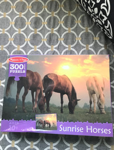 300-PIECE HORSE-THEMED PUZZLE:  BREAKFAST BUFFET WITH THE N E I G H BORS (MADE IN THE USA!)