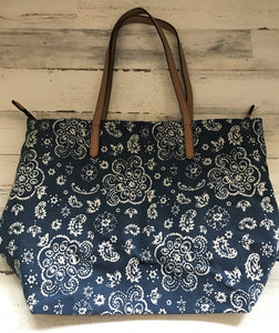 PATRIOTIC CANVAS TOTE-STYLE PURSE:  FOUR DIFFERENT STYLES (BLUE AND WHITE STARS/BLUE BANDANA-PATTERN/RED BANDANA-PATTERN/BLUE NAUTICAL