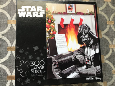 300 LARGE-PIECE CHRISTMAS-Y MERRY DARTH-MAS PUZZLE! A VERY STAR WARS-Y HOLIDAY PUZZLE COLLECTORS' ITEM (MADE IN THE USA!)