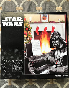 300 LARGE-PIECE CHRISTMAS-Y MERRY DARTH-MAS PUZZLE! A VERY STAR WARS-Y HOLIDAY PUZZLE COLLECTORS' ITEM (MADE IN THE USA!)