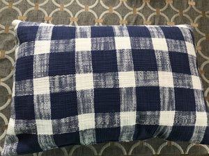 CHECK IT OUT! BIG-CHECKED FARMHOUSE-STYLE, CLASSIC-LOOKING NAVY/WHITE LUMBAR THROW PILLOW