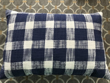 CHECK IT OUT! BIG-CHECKED FARMHOUSE-STYLE, CLASSIC-LOOKING NAVY/WHITE LUMBAR THROW PILLOW