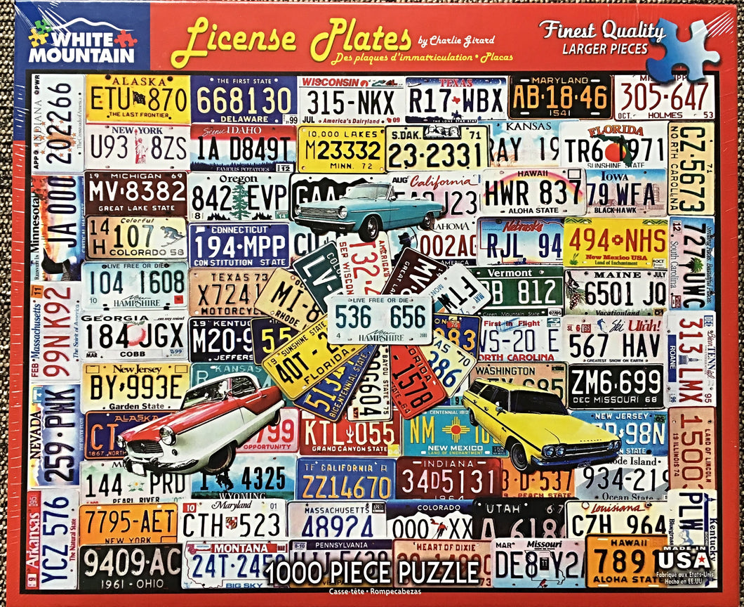 1,000 LARGER PIECES PUZZLE:  YOU WIN THE LICENSE PLATE GAME! STATE PLATES PUZZLE WITH VINTAGE CHARM (MADE IN THE USA)